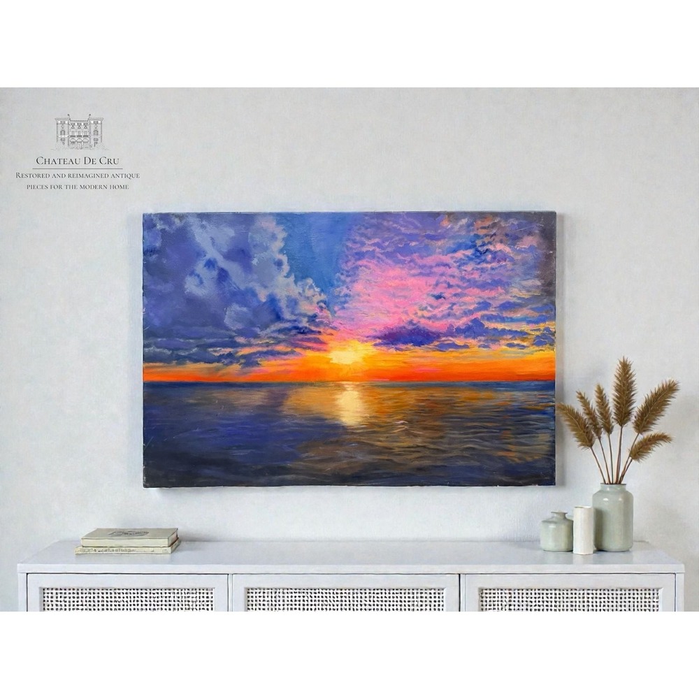 Original Oil Painting‎ Sunset Seascape on Canvas